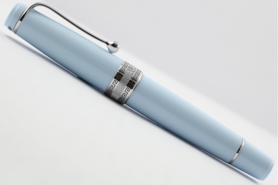 Aurora Limited Edition Optima Light Blue Silver Trim with Flexible Fine Nib Fountain Pen