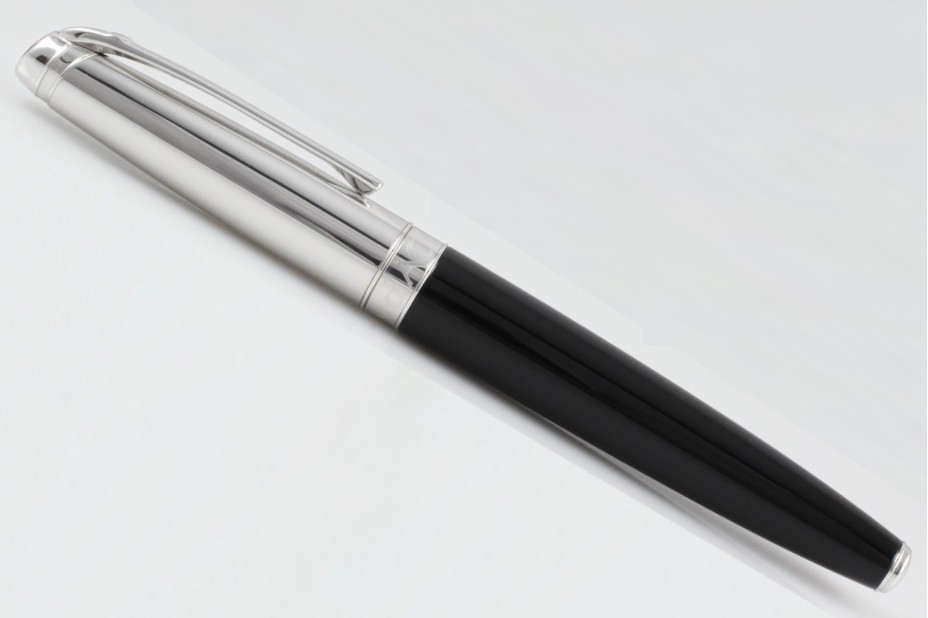 Caran D`Ache Leman Bicolour Black Smooth Rhodium Plated Roller Ball Pen