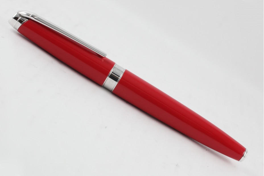 Caran D`Ache Leman Scarlet Red Rhodium Plated Trim  Roller Ball Pen