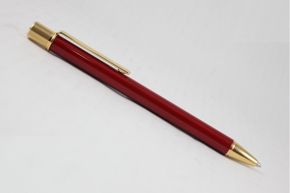 Cartier Must OP000086 DE Red Lacquer Gold Trim Ballpoint Pen