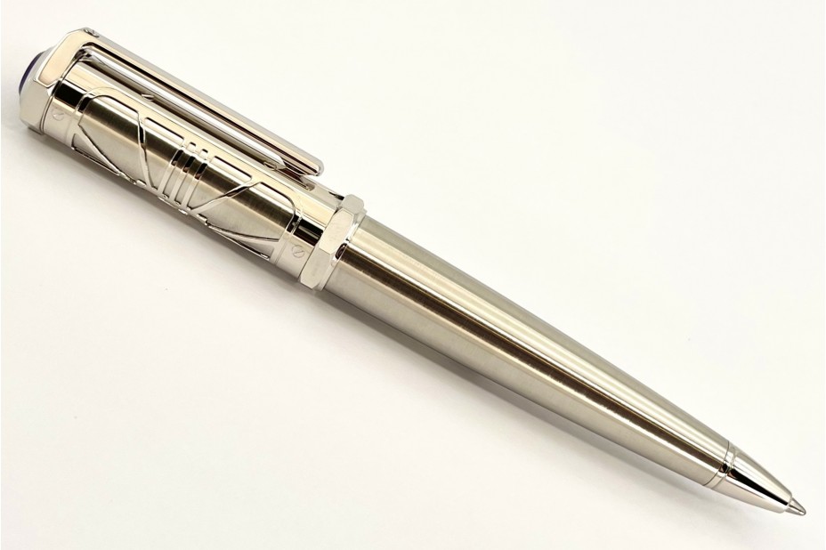 Cartier OP000168 Santos-Dumont Skeleton Motif Palladium Finished Brushed Metal Ball Pen
