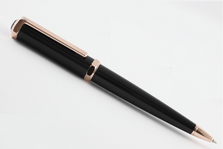 Cartier Santos- Dumont OP000157 Black Composite Pink Gold Trim Ball Pen