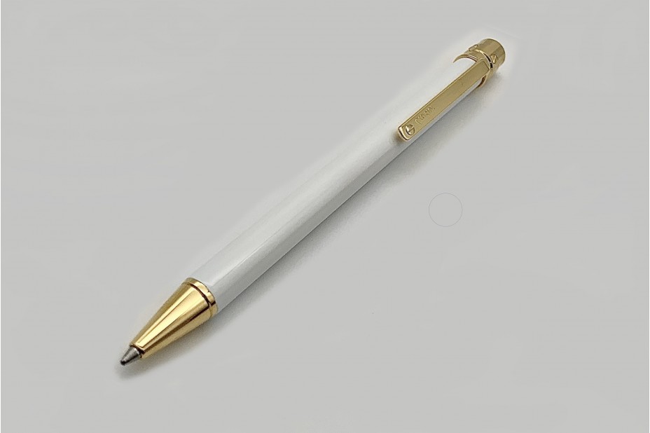 Cartier OP000149 Santos De Cartier White Lacquer Golden Finish Ball Pen