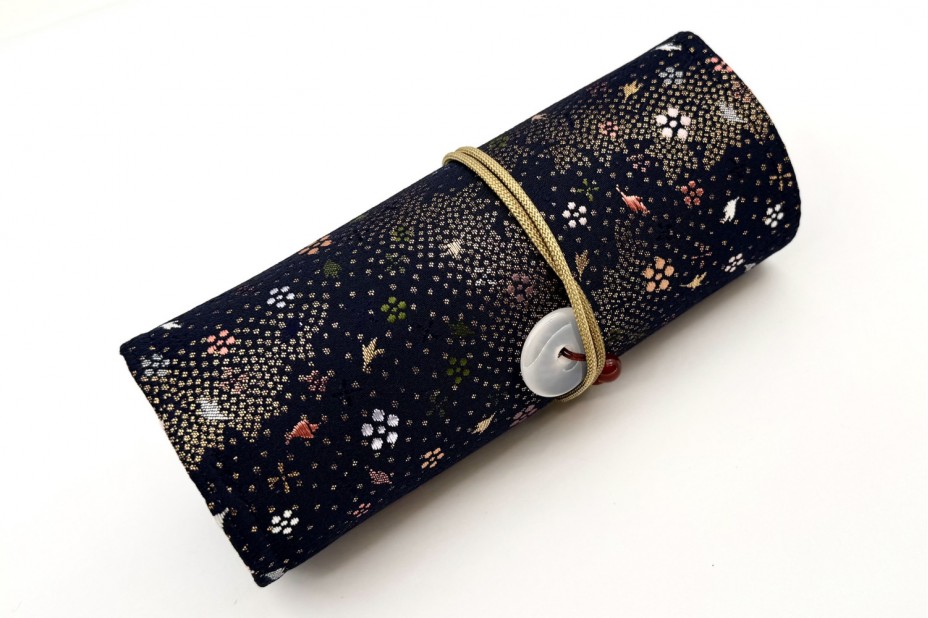 CATHAY Hand-made Silk Pen Pouch - in Celestial Sea for 5 Pens