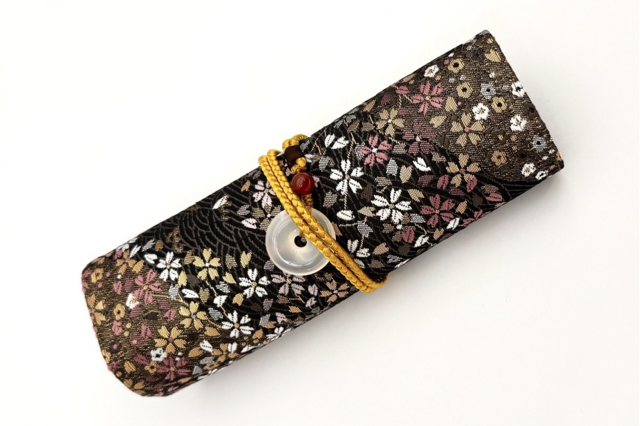CATHAY Hand-made Silk Pen Pouch - in Rippling Sakura for 3 Pens