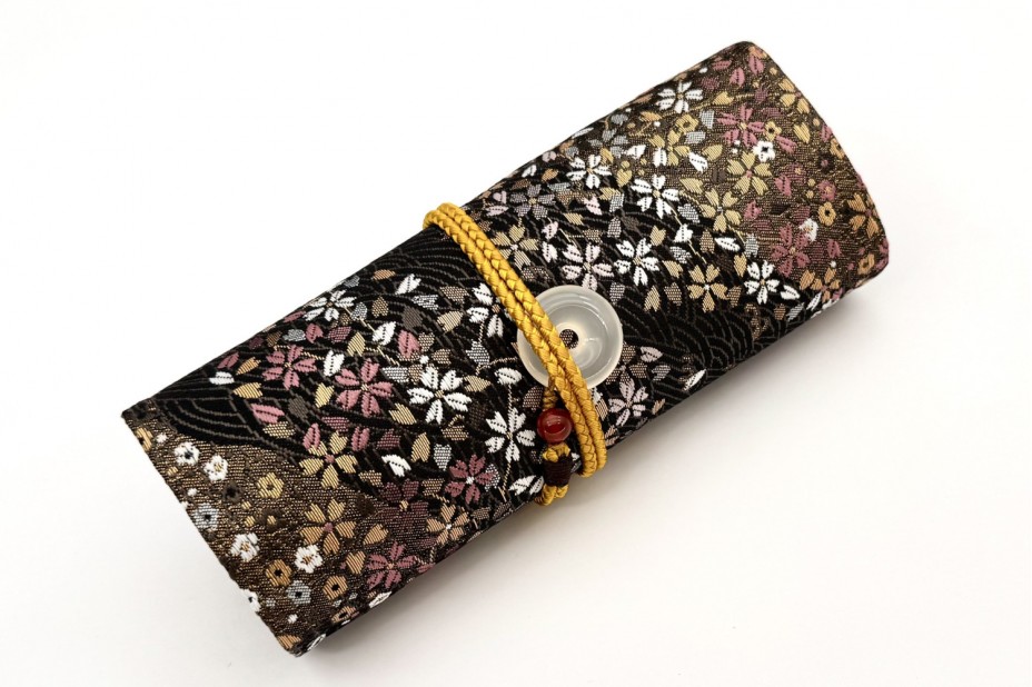 CATHAY Hand-made Silk Pen Pouch - in Rippling Sakura for 5 Pens