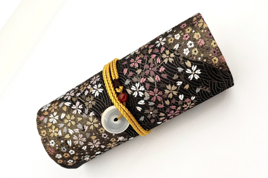 CATHAY Hand-made Silk Pen Pouch - in Rippling Sakura for 8 Pens