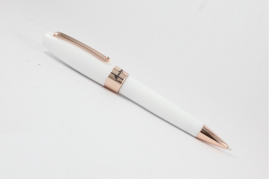 Montegrappa Fortuna White Resin with Rose Gold Plated Trim Ball Pen