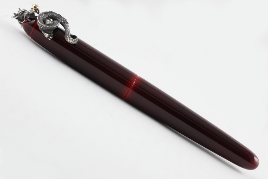 Nakaya Portable Writer Aka Tamenuri Fountain Pen with Dragon 2 Stopper