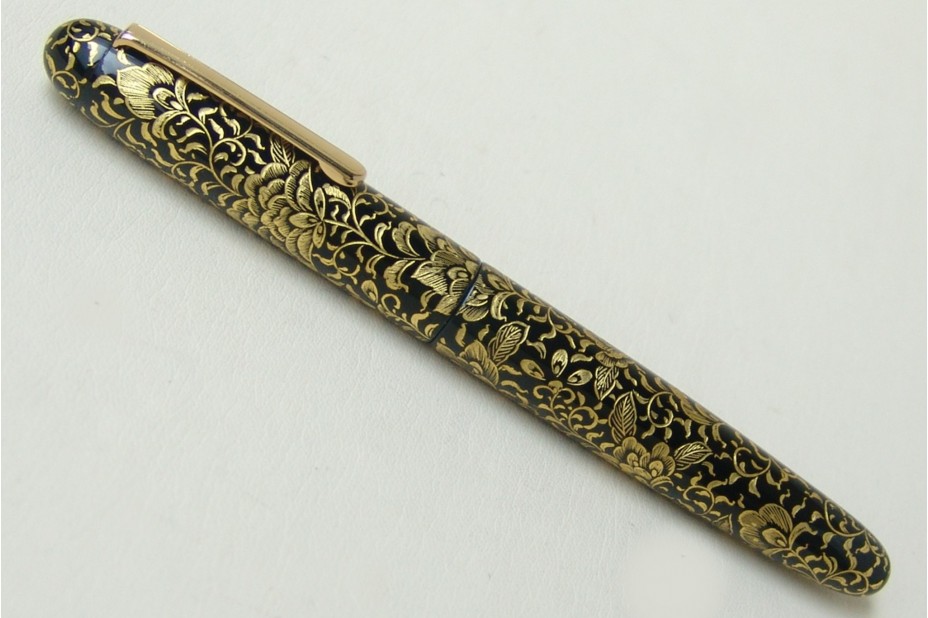 Nakaya Portable Writer Chinkin Black Gold Lines Fountain Pen