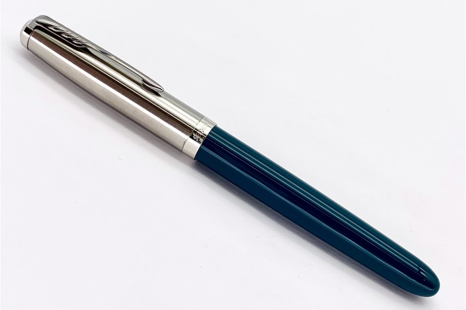 Parker 51 Teal Chrome Trim Fountain Pen (Steel Nib)