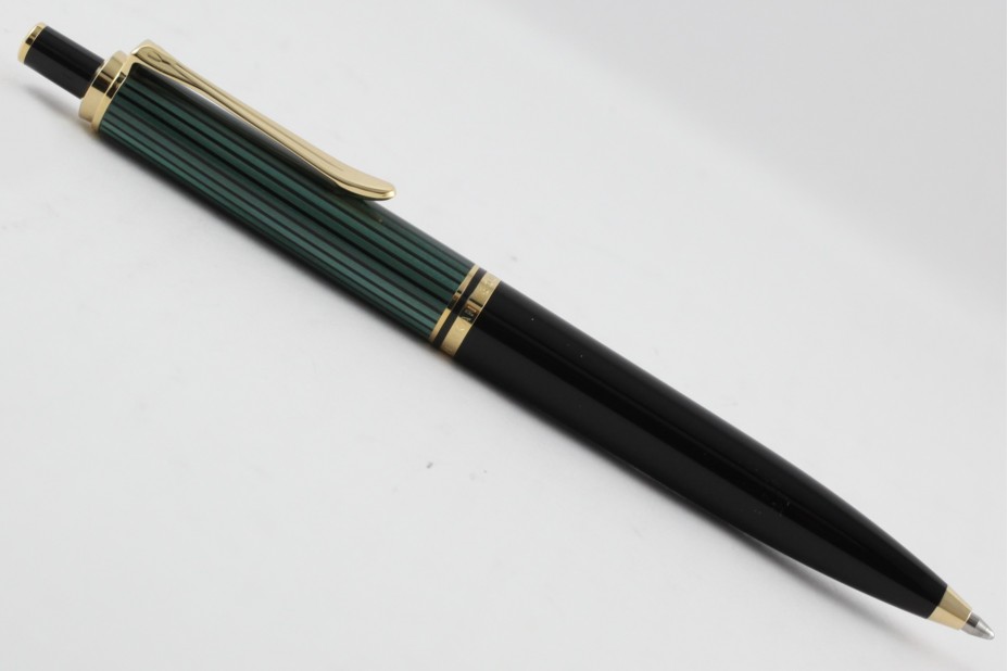 Pelikan Souveran K400 Black Green Ball Pen (New Logo - Gold Top)