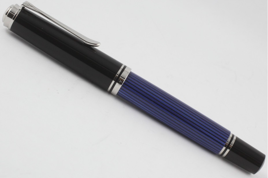 Pelikan Souveran M605 Black Blue Silver Trim Fountain Pen