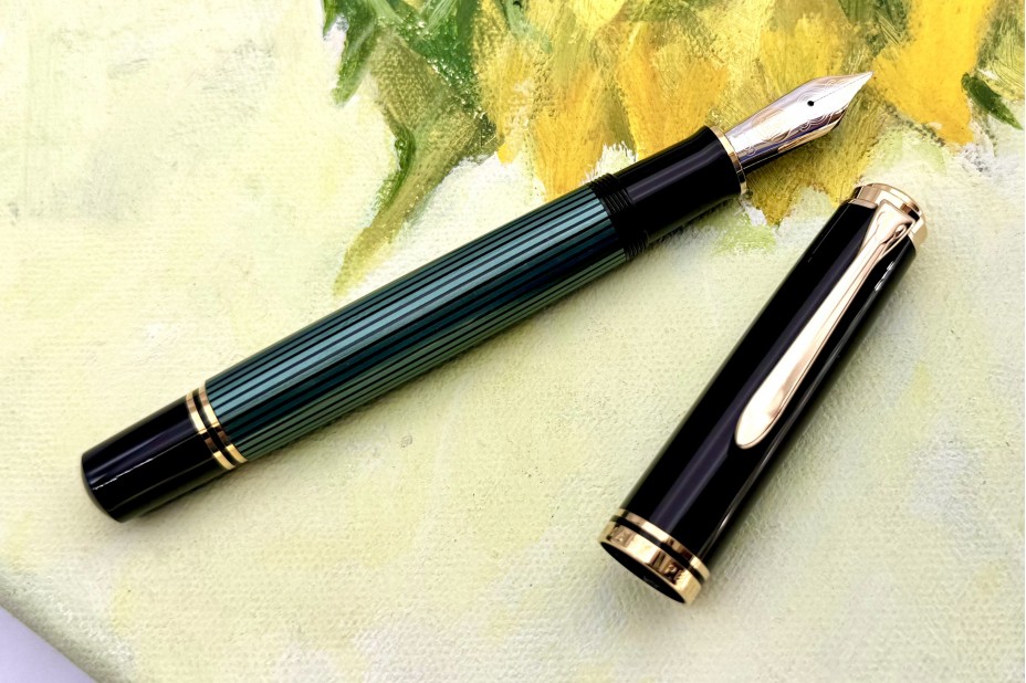 Pelikan Souveran M1000 Black Green Fountain Pen (New Logo Gold-Top)