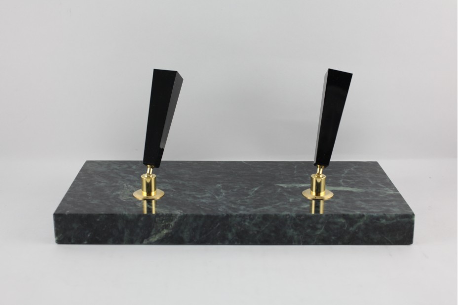 Platinum Green Marble Two Pen Desk Stand