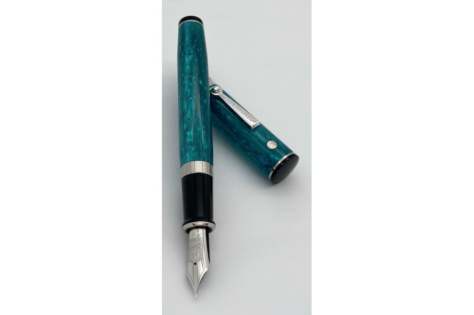 Wahl Eversharp Decoband Green Jade Fountain Pen with Rhodium Trim